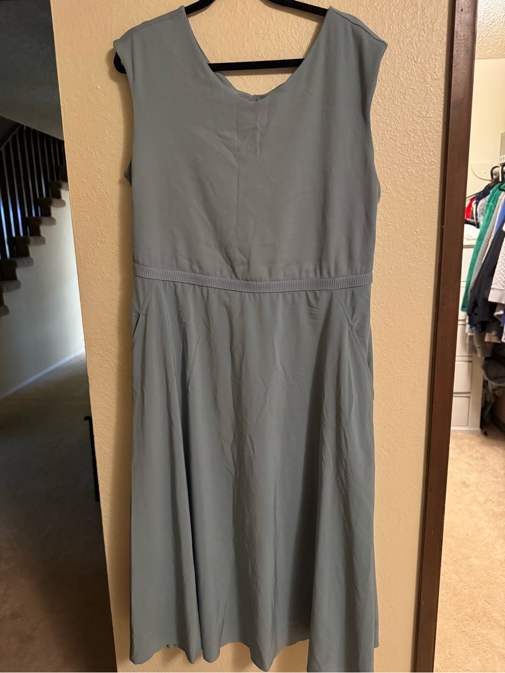 Athleta Sleeveless V-Neck Midi Dress in Slate Blue